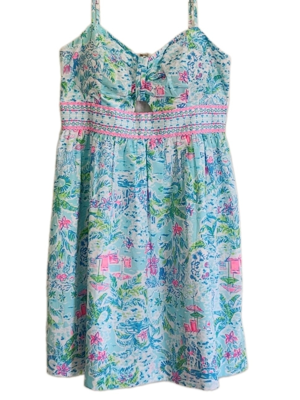 Lilly Pulitzer Katlynn Fit & Flare Dress Size 12 What A Lovely Place Cutout Bow